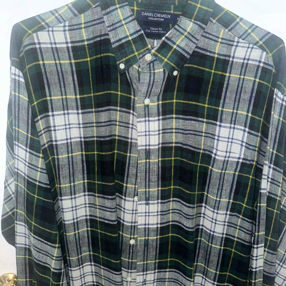 Daniel Cremieux Green and White Casual Button Down Shirt